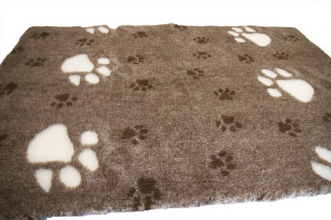 Tapis Drybed® Antidérapant   Marron Grosses Pattes Blanches à plat